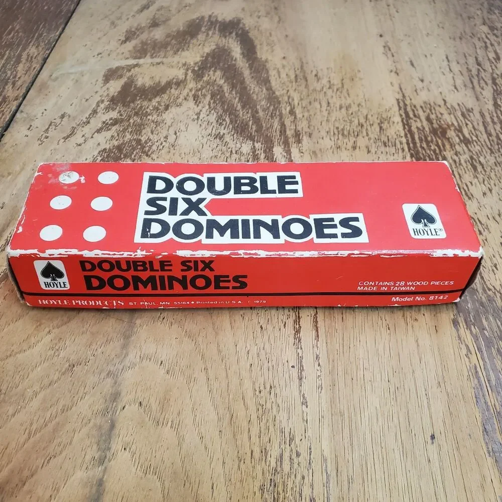 Vintage 1976 Hoyle Wood Double Six Dominoes Strategy Game Model 8142 Box